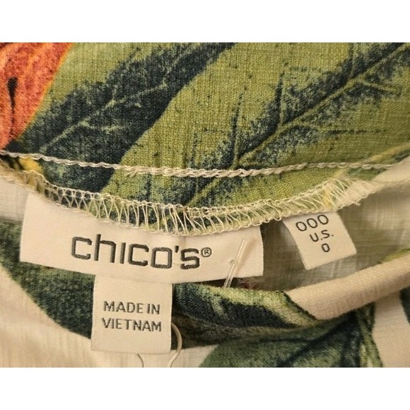 Chicos Womens Pull On White Cropped Floral Pattern‎ Chino Pants 27x23 Size 000 - Picture 9 of 10
